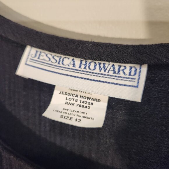 Jessica Howard Maxi Dress Black Crepe Beachy Gothic Classic Layering - Size 12 - Picture 4 of 5